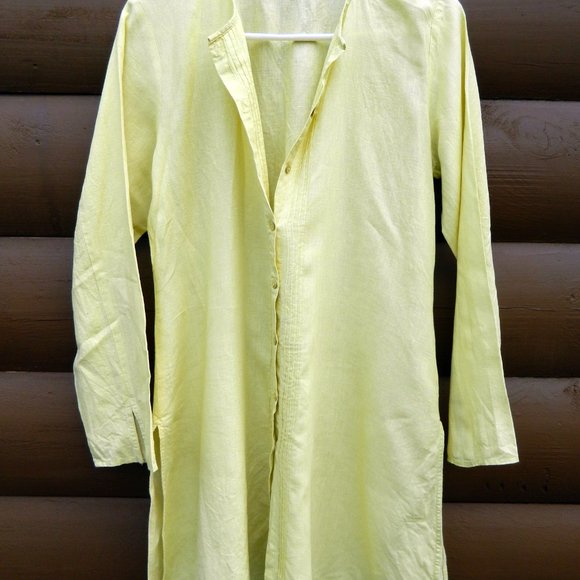Eileen fisher 100% linen yellow button front tunic - Size Small - Picture 2 of 5